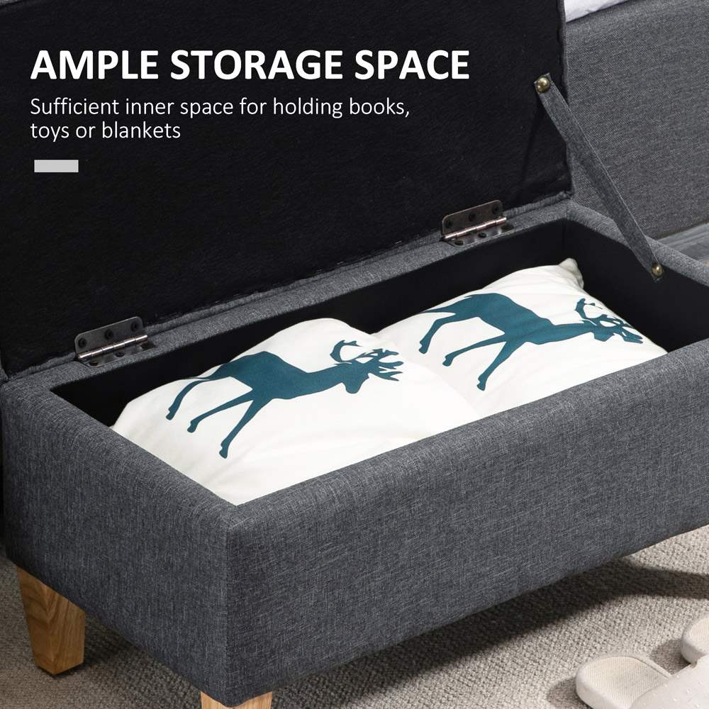 Portland Dark Grey Linen Ottoman Footstool Image 4