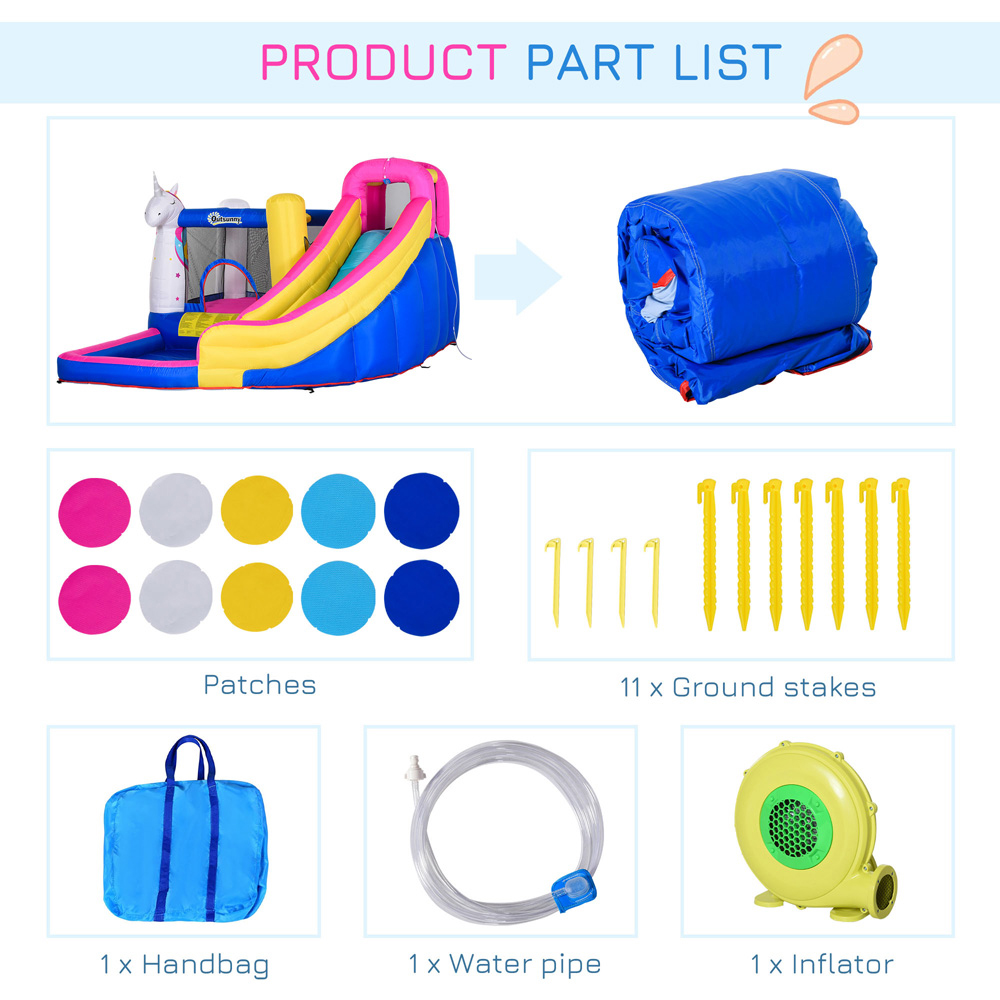 Outsunny 5 in 1 Unicorn Style Bouncy Castle with Blower Image 6