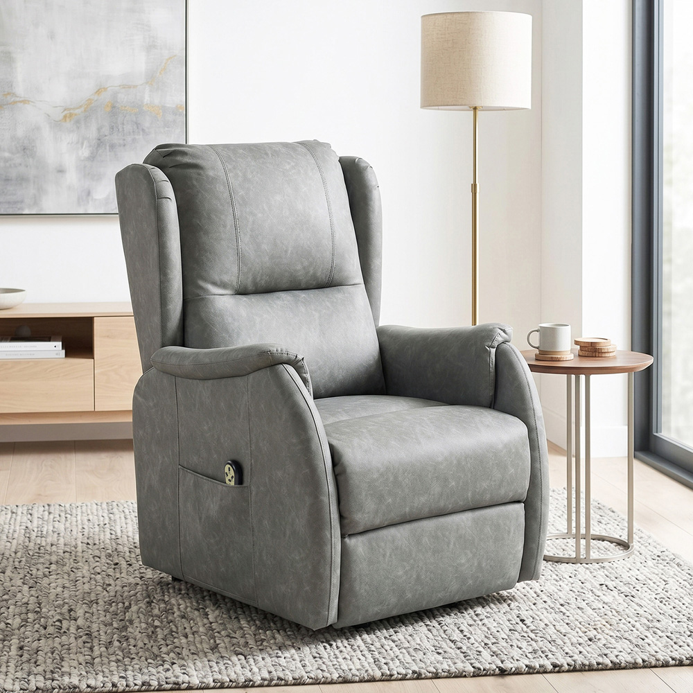 HOMCOM Grey Power Lift Dual Motor Recliner Chair Image 7