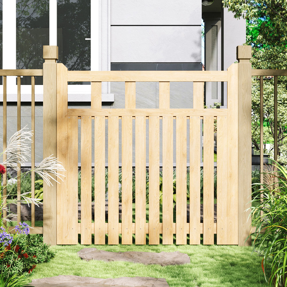 Outdoor Minimalist Nature Wooden Straight-Corner Garden Fence Door, 120 x 120 x 2.5cm Image 7