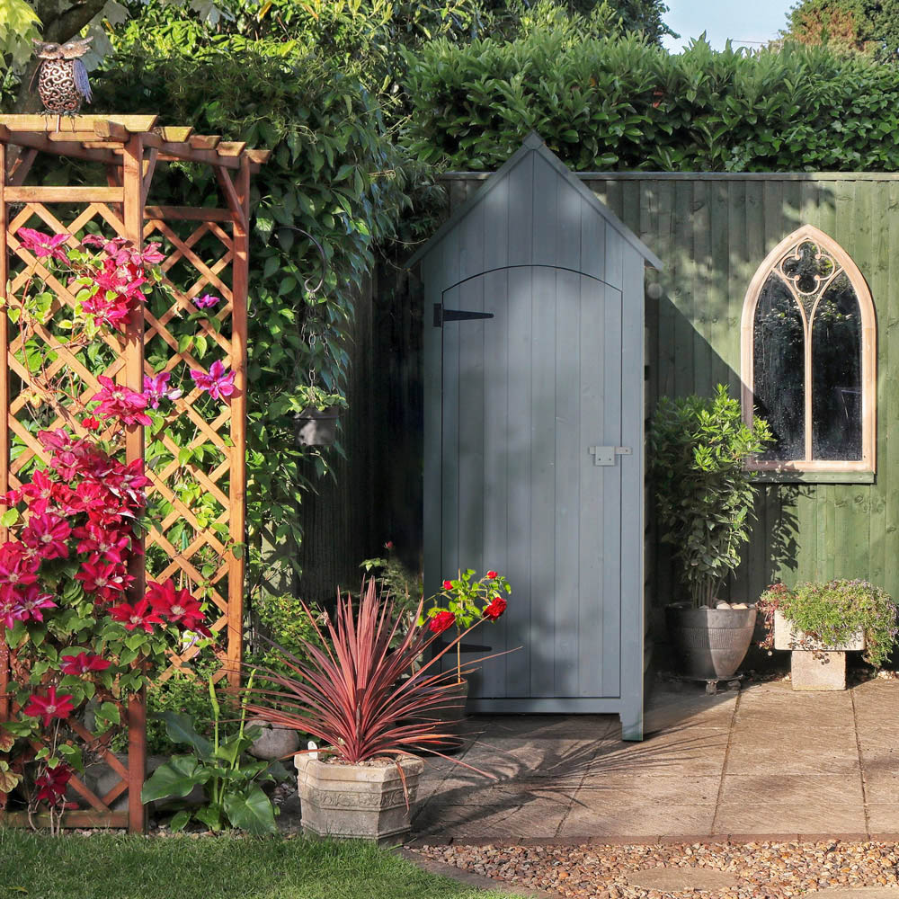 Outsunny 2.1 x 1.5ft 3 Shelf Grey Small Garden Shed with Tilt Roof Image 6