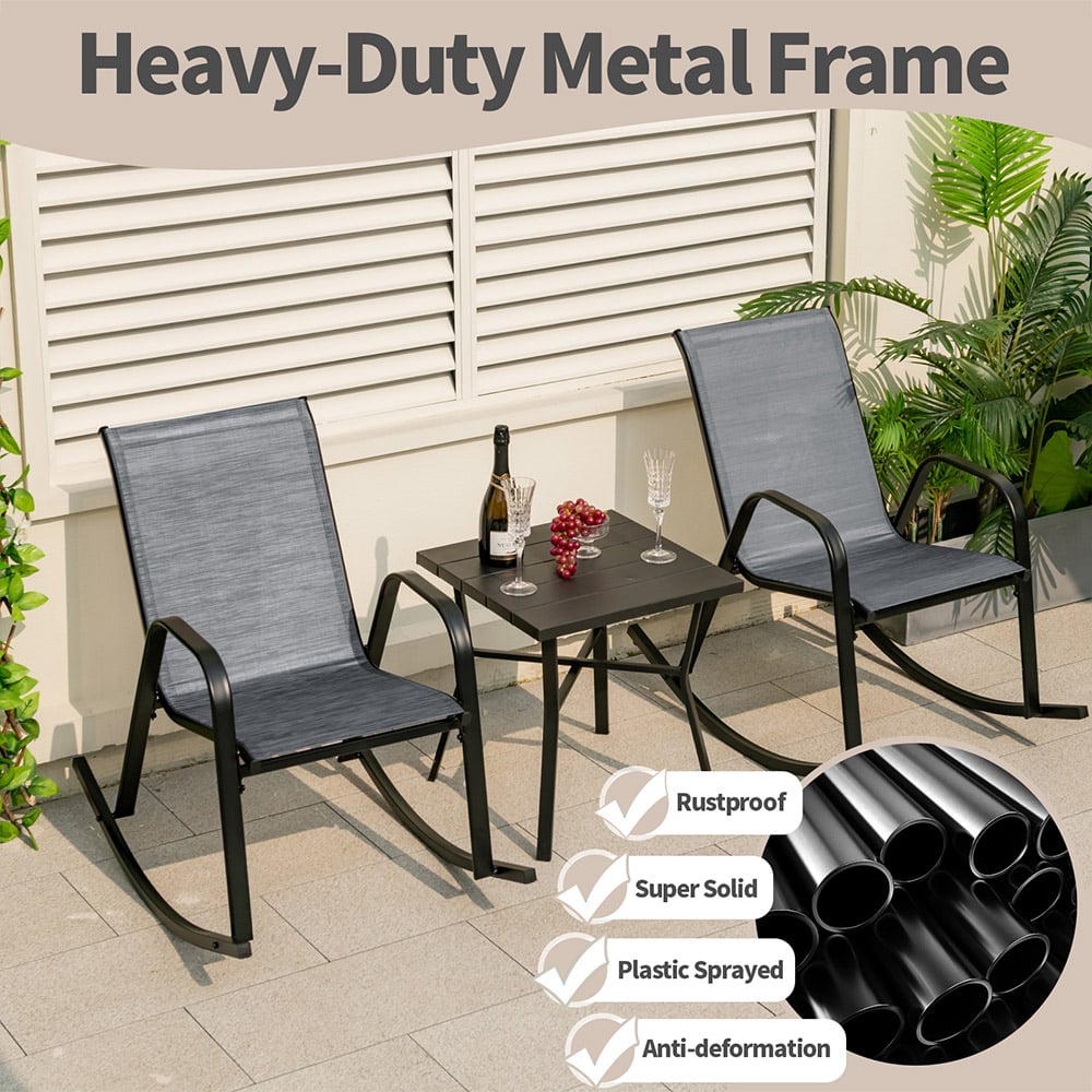 Costway Set of 2 Grey Garden Rocking Chair Image 4
