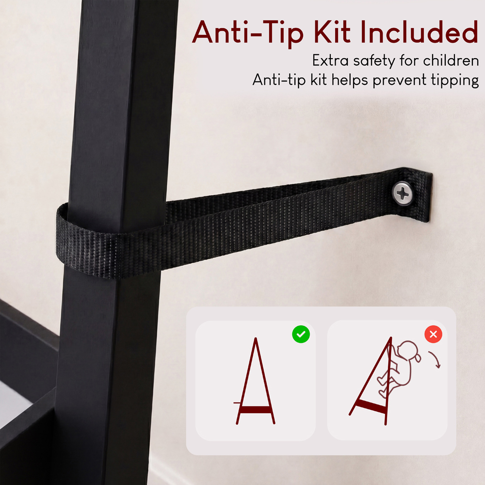 JUNIOR VIDA Black Kids Clothes Rack with Storage Shelf Image 8