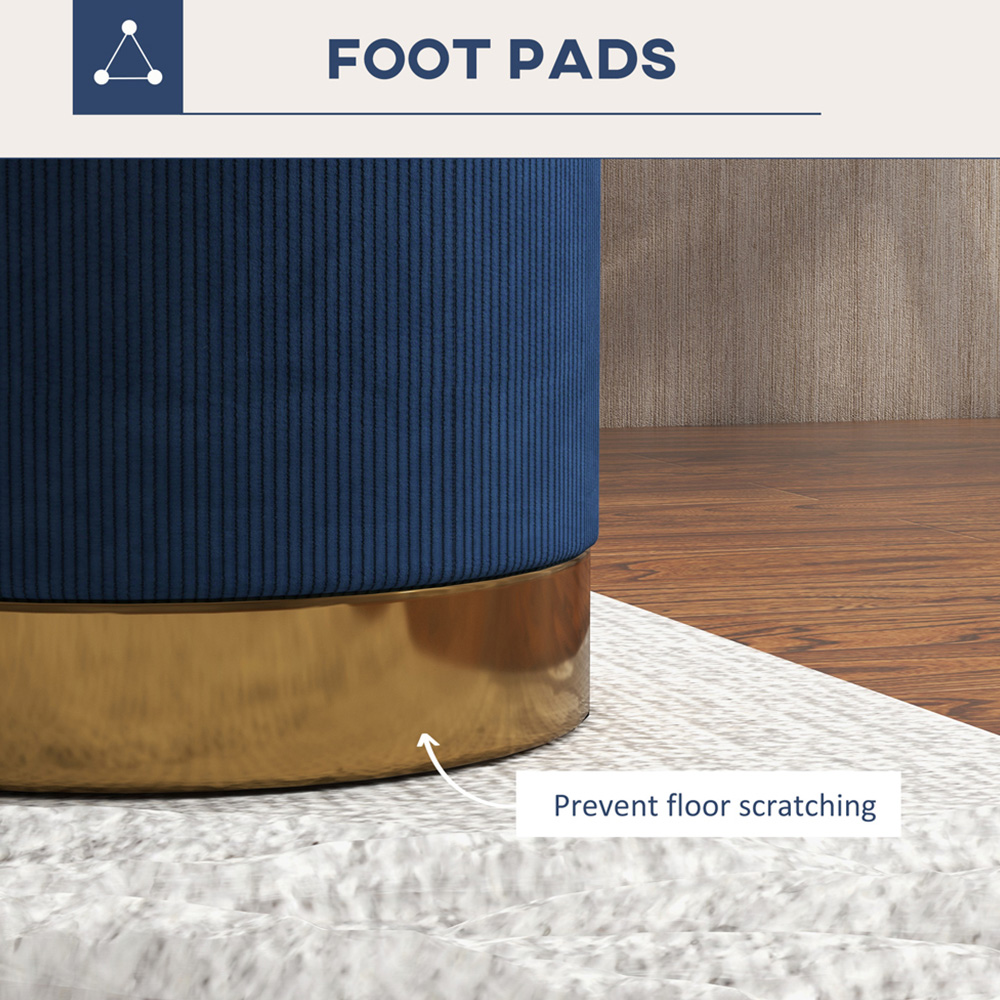 Portland Dark Blue Round Footstool Image 5