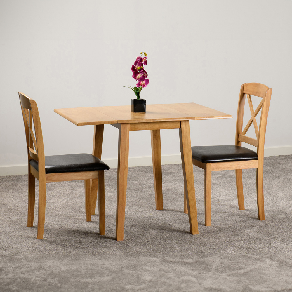 Seconique Mason 2 Seater Dining Set Oak Varnish and Brown Image 1