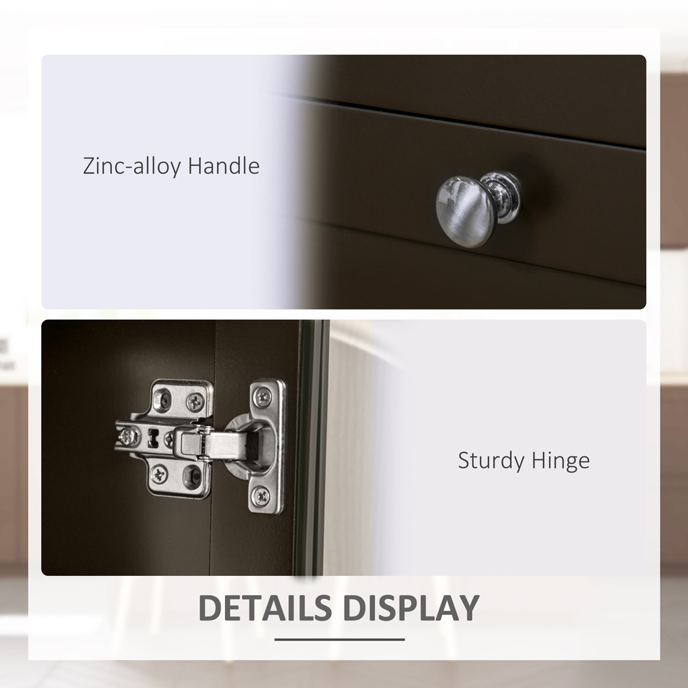 HOMCOM 4 Door 2 Drawer Black Brown Modern Storage Cabinet Image 7