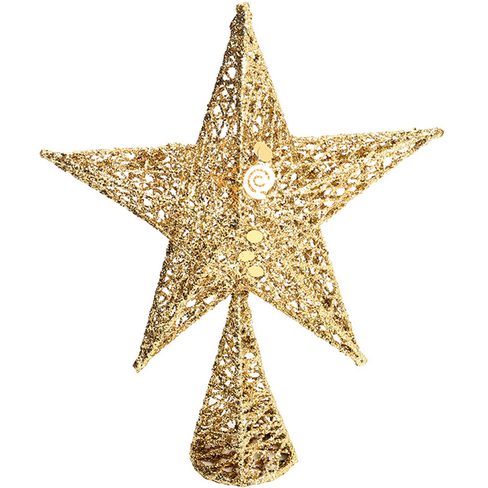 Living and Home Gold Star Wrought Iron Christmas Tree Topper 40cm Image 1