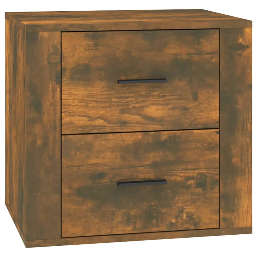 vidaXL 2 Drawer Smoked Oak Wooden Bedside Cabinet Image 2