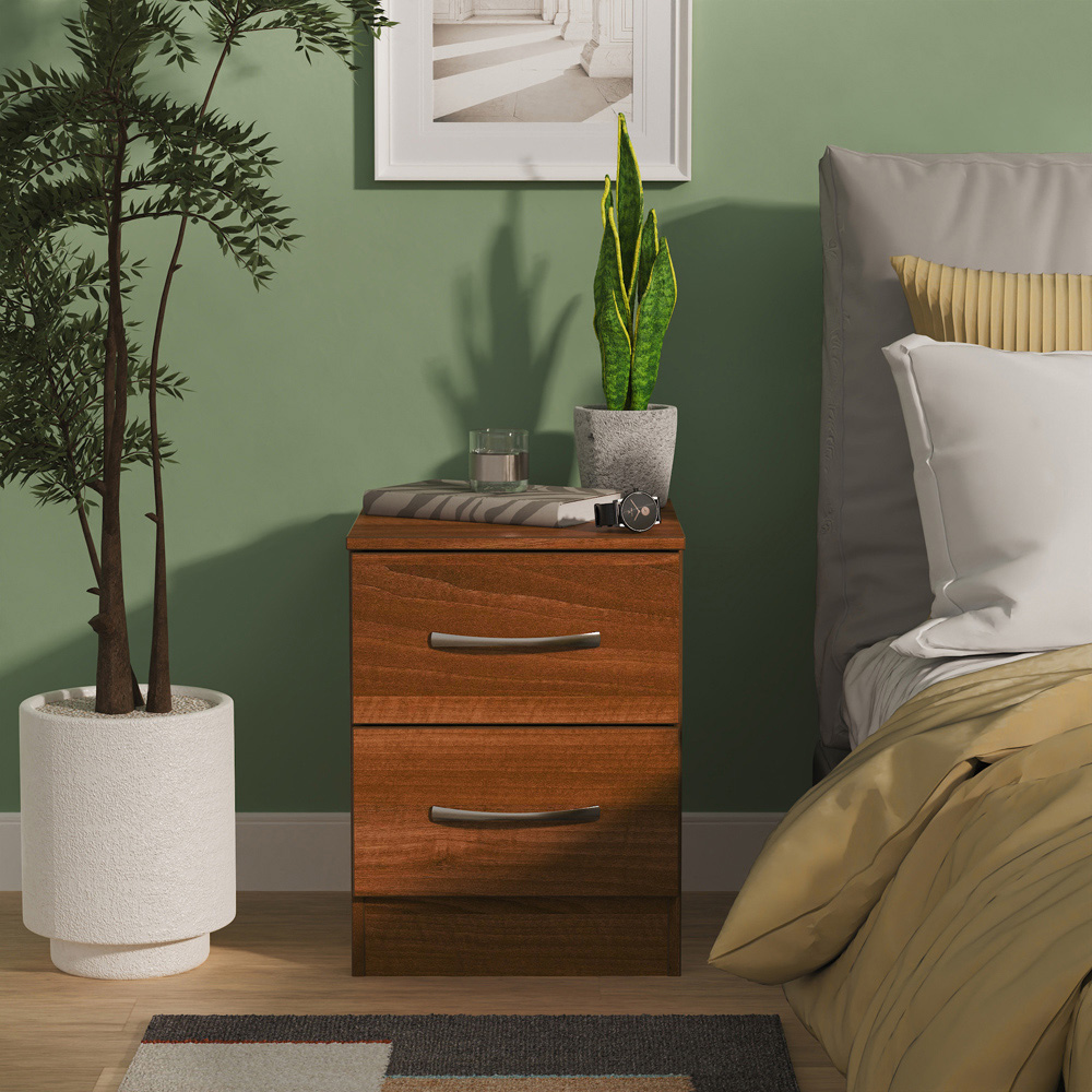 Crowndale Avon 2 Drawer Noche Walnut Bedside Cabinet Image 7