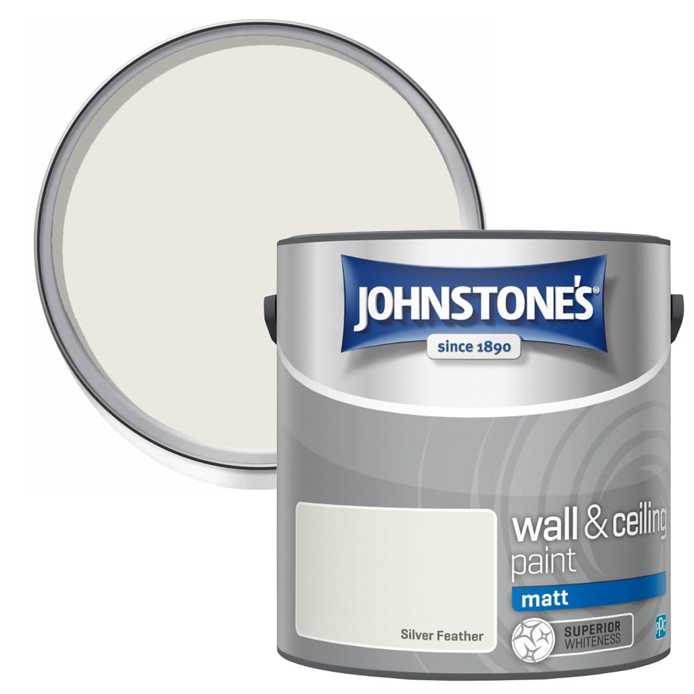 Johnstone's Walls & Ceilings Silver Feather Matt Emulsion Paint 2.5L Image 1
