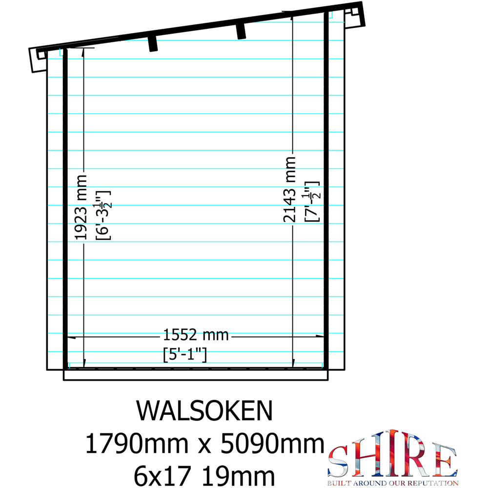 Shire Walsoken 6 x 17ft Dual-Purpose Pent Garden Log Cabin with Integral Storage Image 7