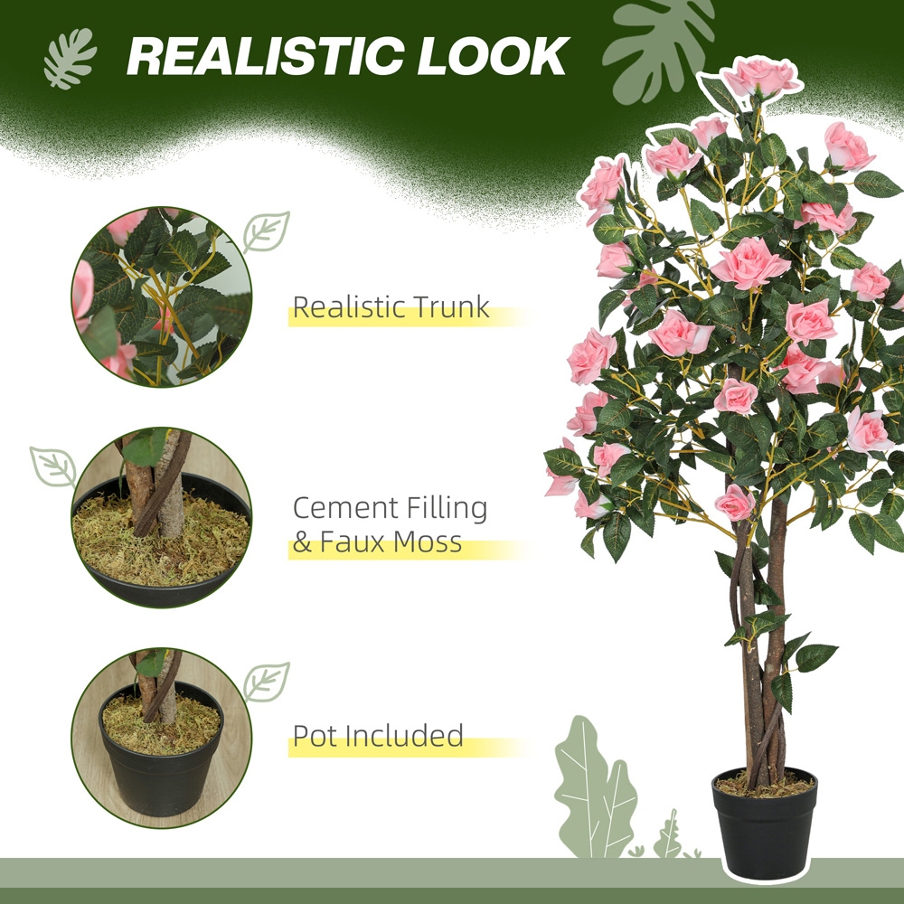 Portland Pink Rose Decorative Artificial Plant in Pot 2 Pack Image 8