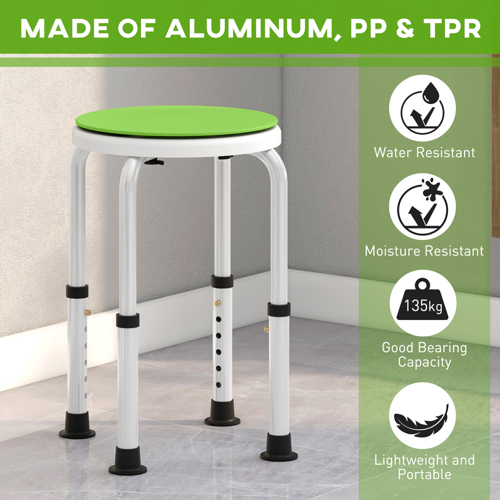 HOMCOM Green Swivel Shower Stool Image 5