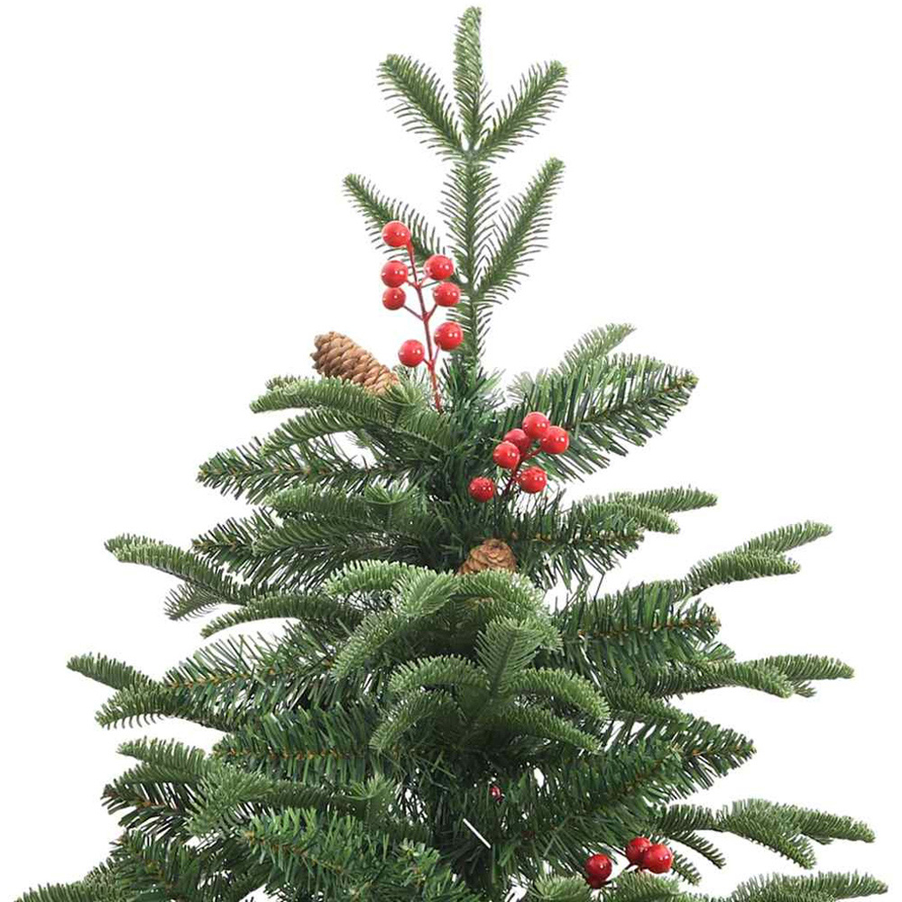 vidaXL Pre-Lit Warm White LED and White Baubles Green Artificial Christmas Tree with Stand 7ft Image 6
