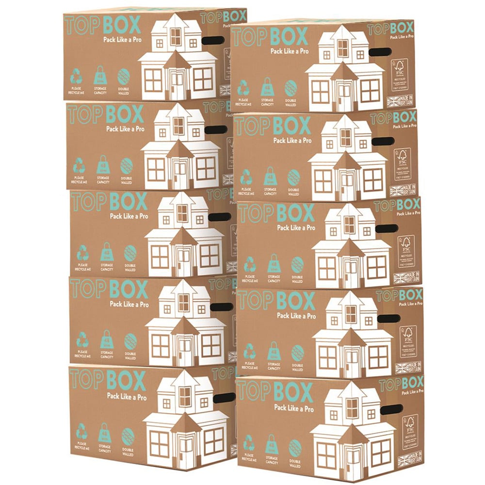 Topbox 48L Large Double Walled Moving and Storage Boxes 10 Pack Image 1