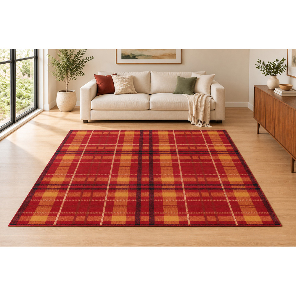 Portland Urco Red Tartan Check Rug 60 x 110cm Image 4