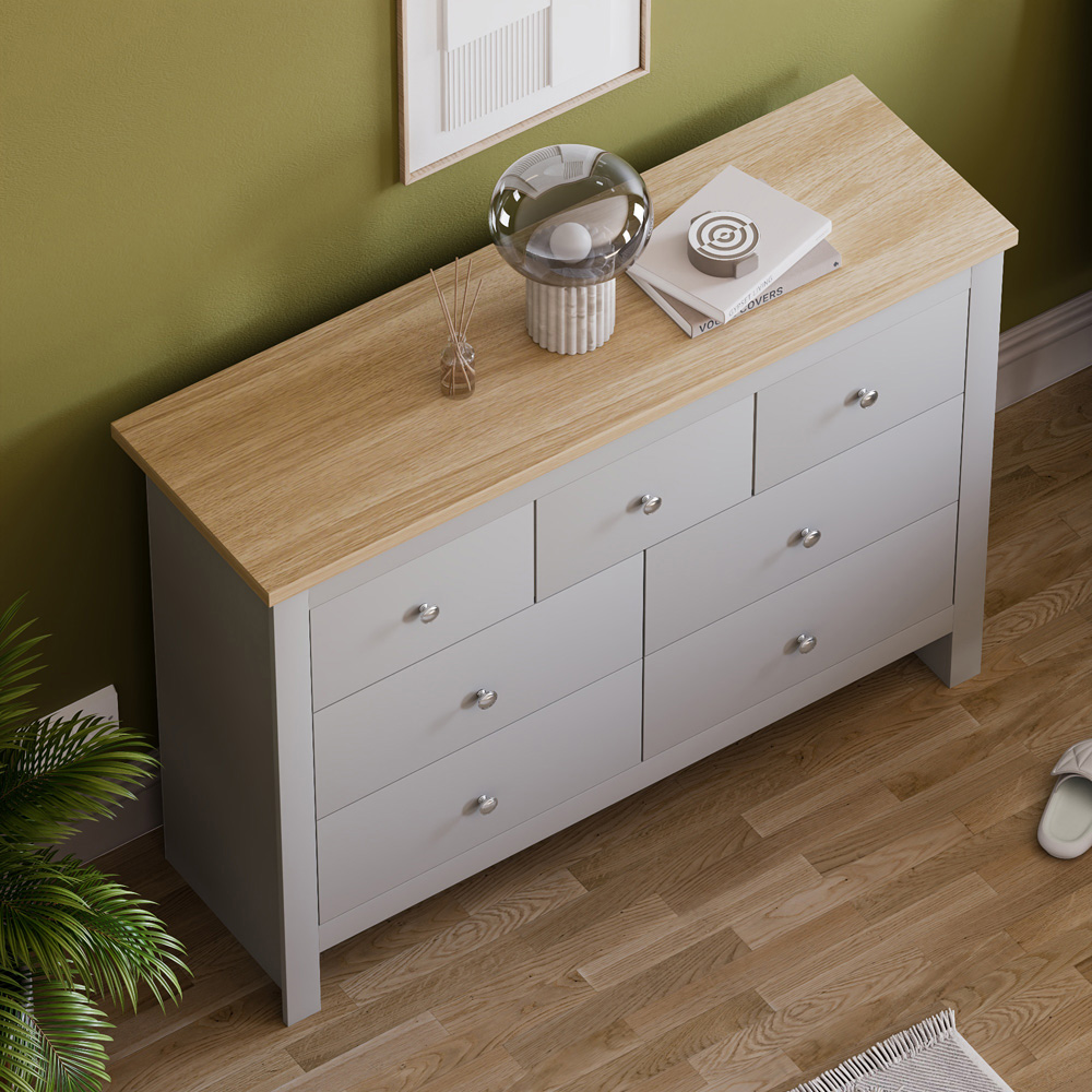 Vida Designs Arlington 7 Drawer Grey Shaker Style Chest of Drawers Image 5