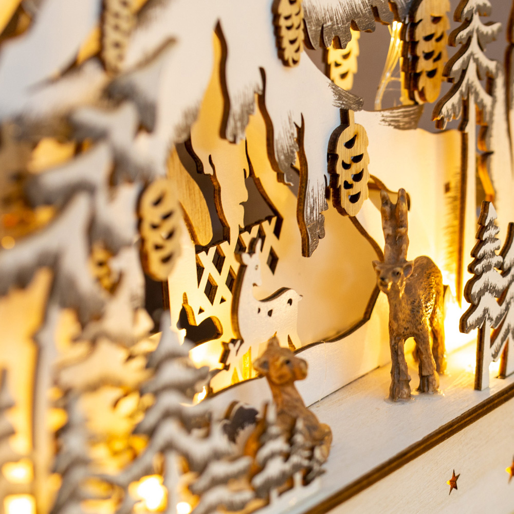 The Christmas Workshop LED Wooden Christmas Tree Forest Scene Decoration Image 4