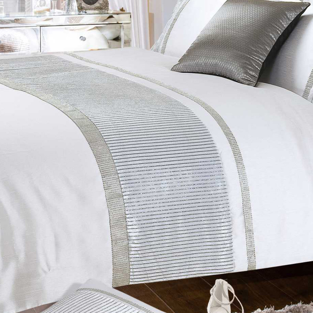 Intimates Chanelle Super King Size White Diamante-Style Embellished Duvet Cover Set Image 2
