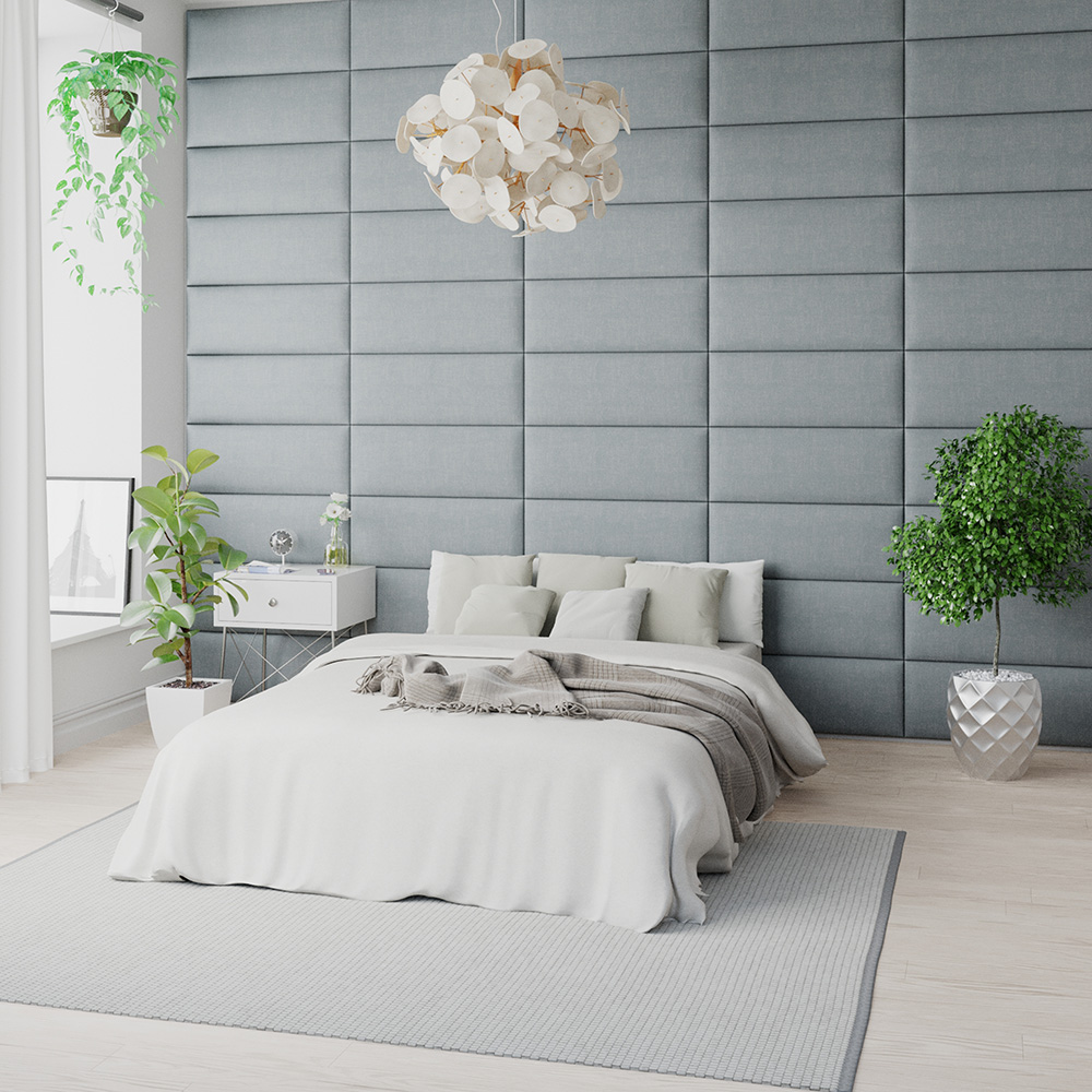 Aspire EasyMount Sky Blue Malham Weave Upholstered Wall Mounted Headboard Panels 2 Pack Image 2