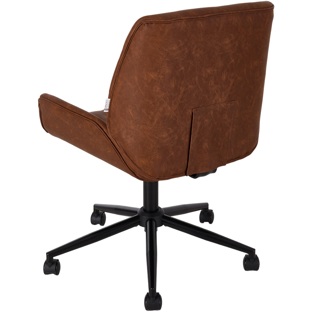 Living and Home Brown PU Leather Swivel and Adjustable Retro Office Chair Image 4
