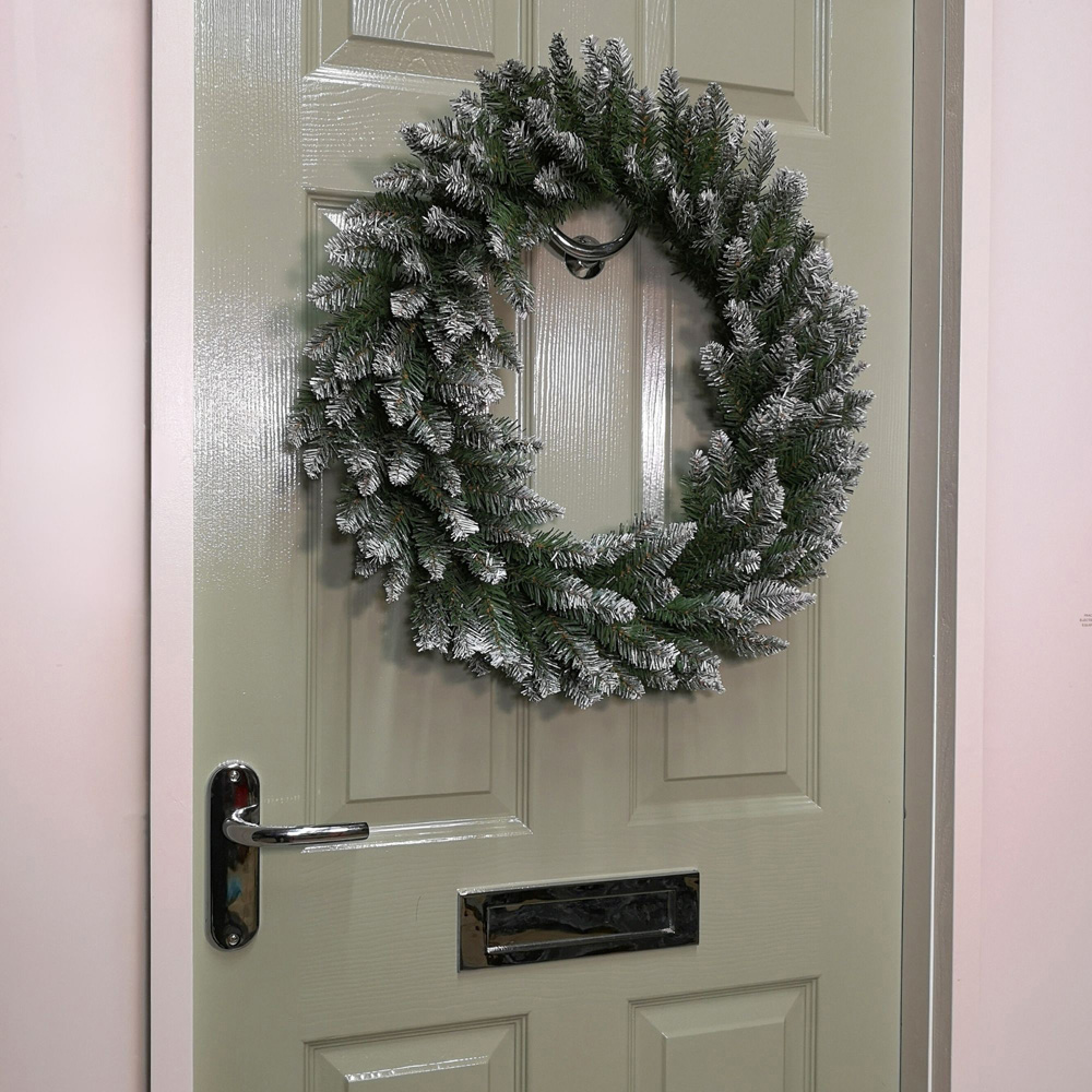 Samuel Alexander Snow Tipped Christmas Wreath Green 60cm Image 6