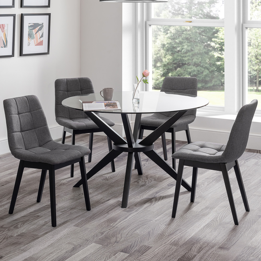 Julian Bowen Hayden Grey Linen Panelled Dining Chairs Set of 4 Image 1
