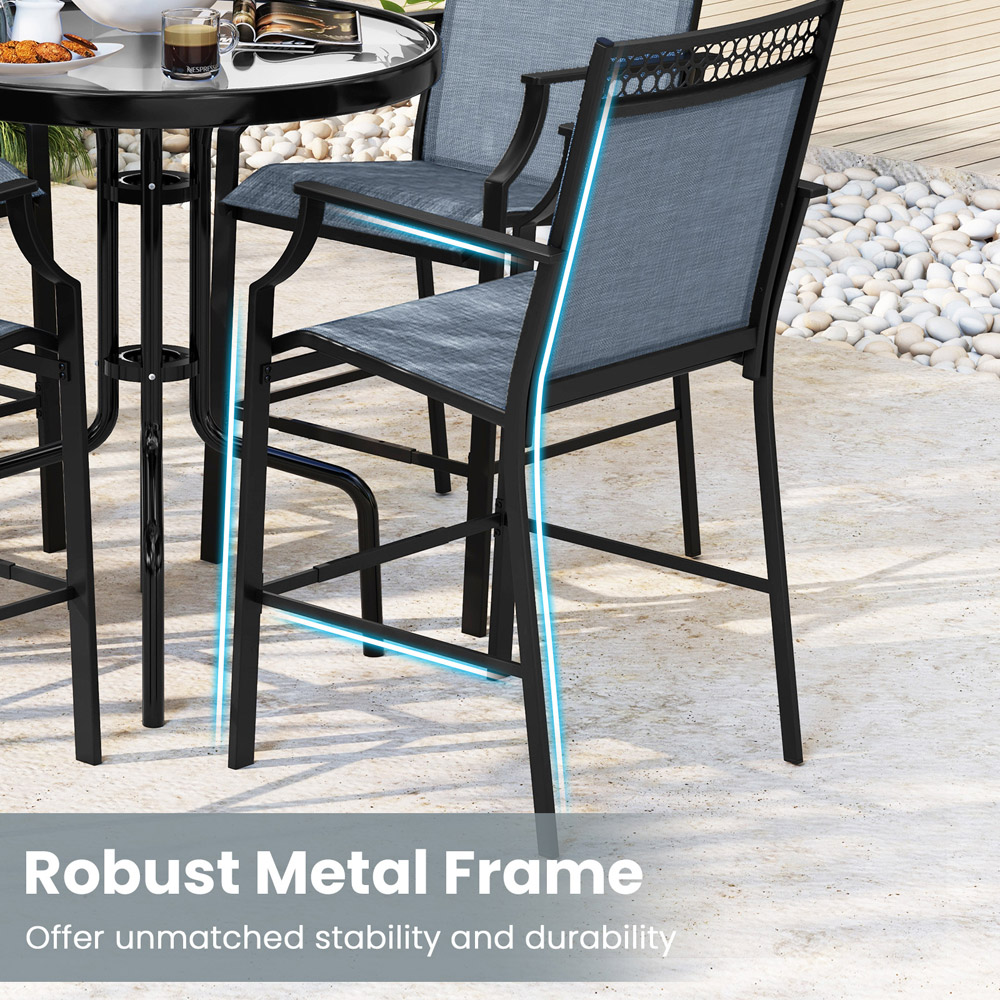 Costway Set of 2 Blue Outdoor Patio Chairs with Footrest Image 8