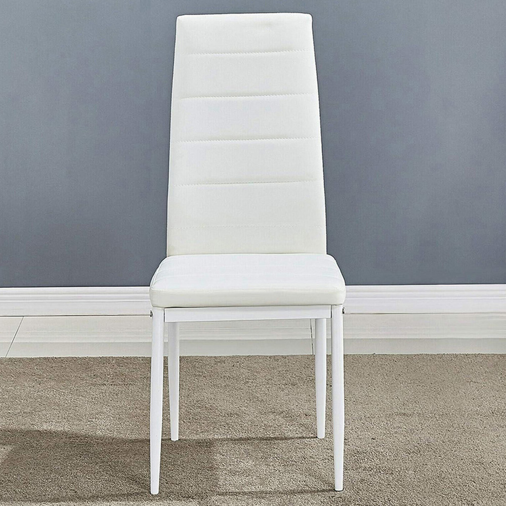 Denver Set of 6 White Faux Leather Dining Chairs Image 1