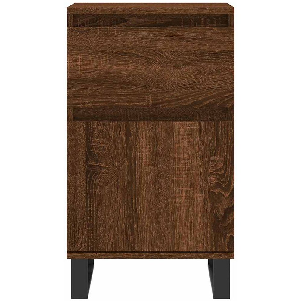 vidaXL Single Door Single Drawer Brown Oak Sideboard Set of 2 Image 4
