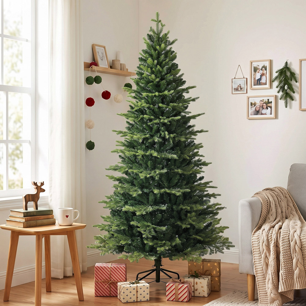 HOMCOM Green Geneva Fir Hinged Artificial Christmas Tree with 2079 Branch Tips 7ft Image 6