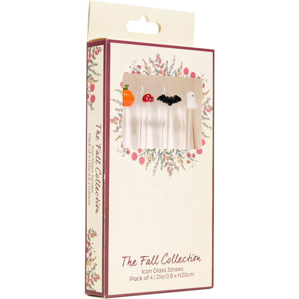 Pack of 4 Autumn and Halloween Icon Glass Straws Image 2