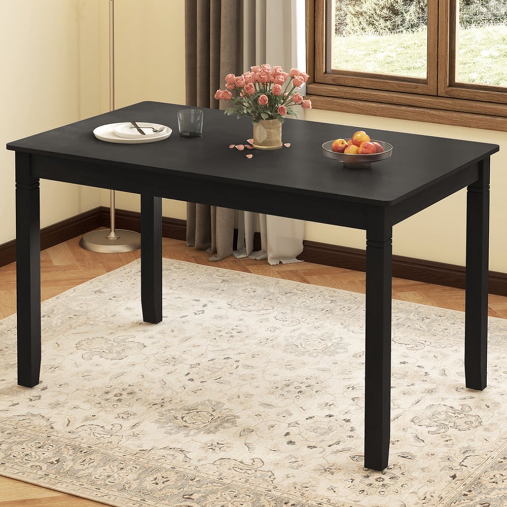 Costway 4 Seater Wooden Rectangular Dining Table Black Image 1