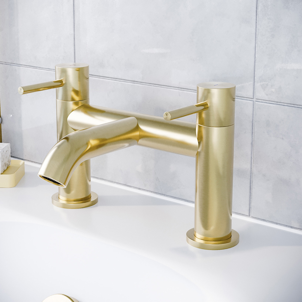 Nes Home Alice Modern Brushed Brass Designer Bath Filler Tap Image 2