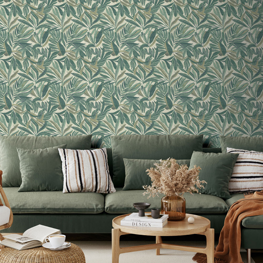 Arthouse Graphic Tropical Leaf Green Wallpaper Image 3
