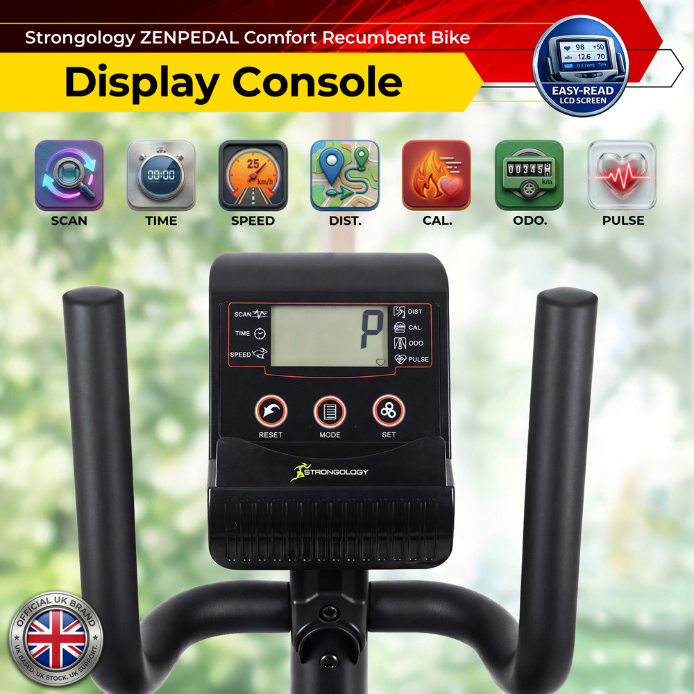 Strongology Zenpedal Magnetic Resistance Recumbent Exercise Bike with Smart LCD Display Image 4
