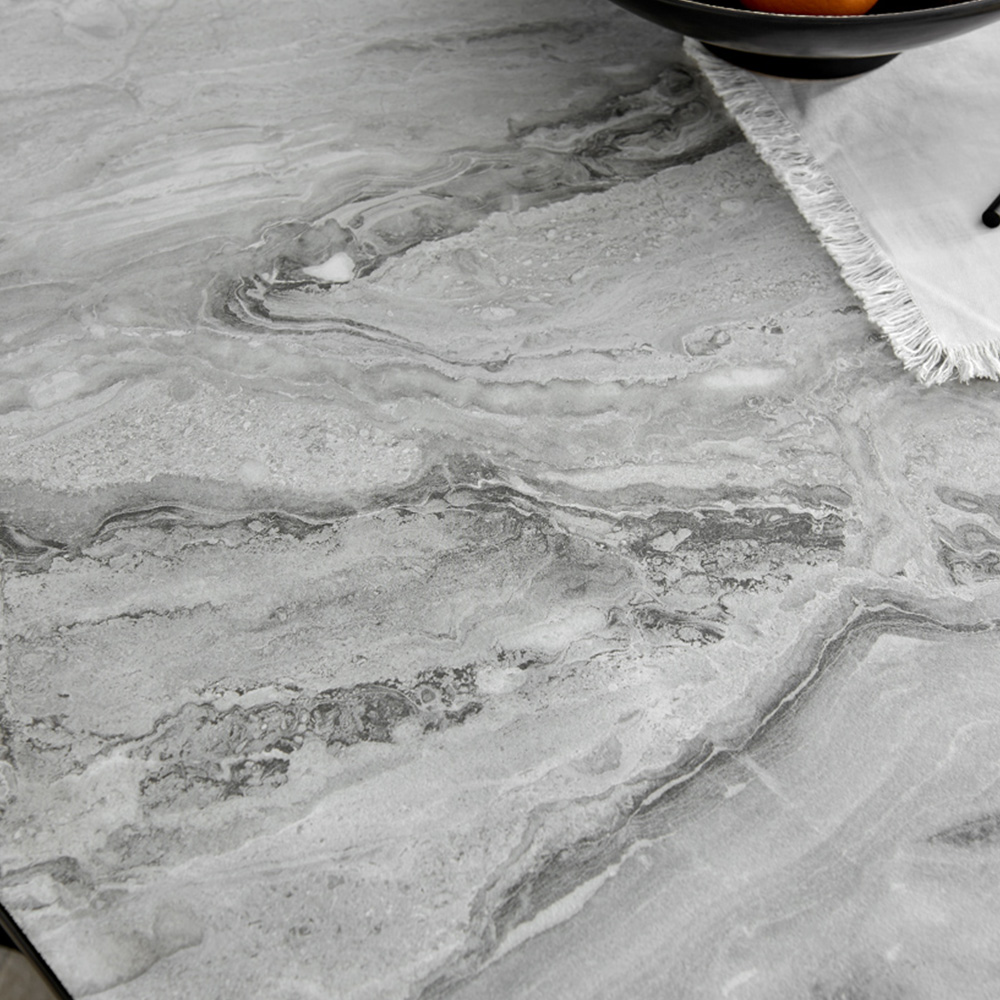 Furniturebox Copeland 6 Seater Dining Table White Marble Effect and Black Image 2