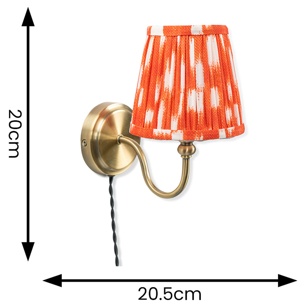 ValueLights Neely Antique Brass Orange Pleated Shades Plug-in LED Wall Light 2 Pack Image 6