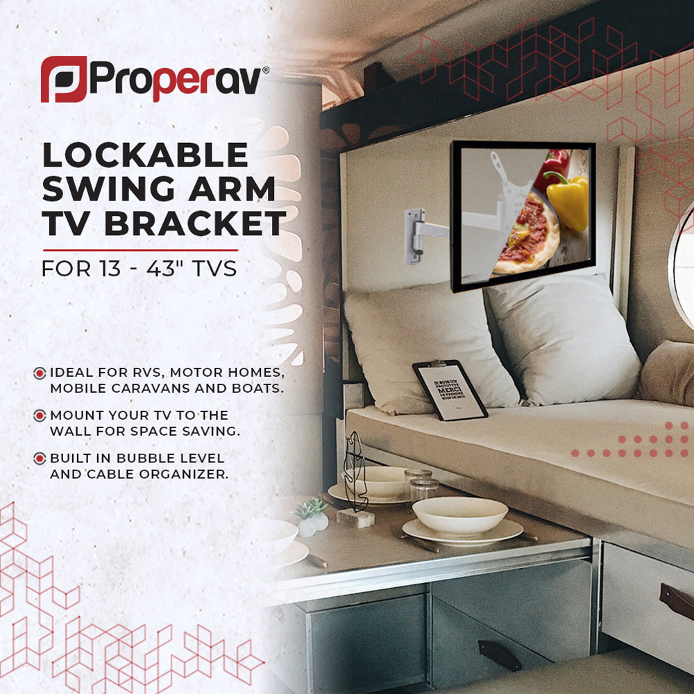 ProperAV Silver 13 to 43 Inch Lockable Swing Arm Aluminium TV Bracket Image 5