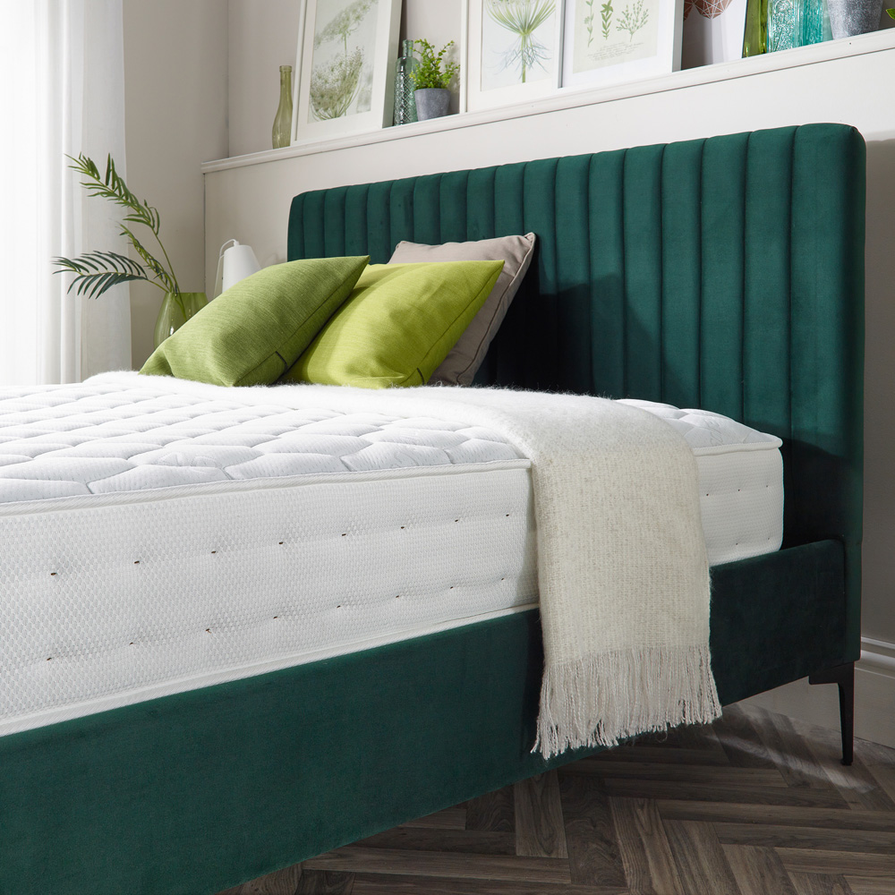 Aspire Furniture Vermont King Size Emerald Green Brushed Velvet Bed Frame Image 2
