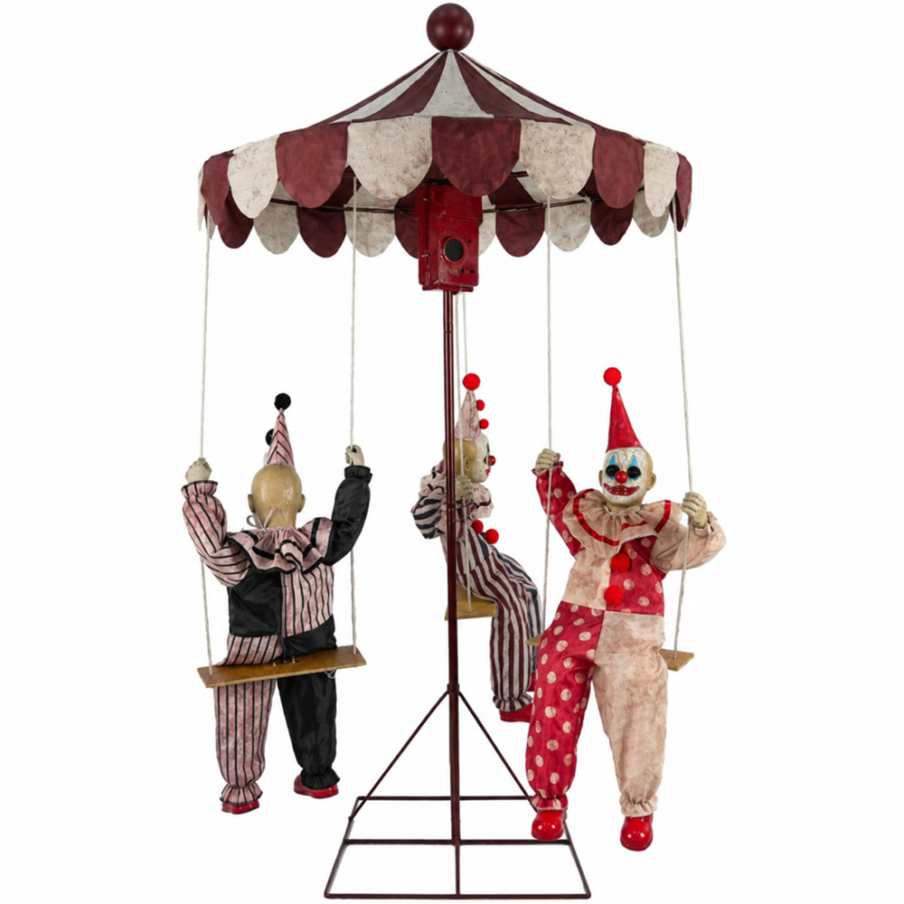 Samuel Alexander Clown Go-Round Animated Halloween Prop Decoration 6ft Image 1
