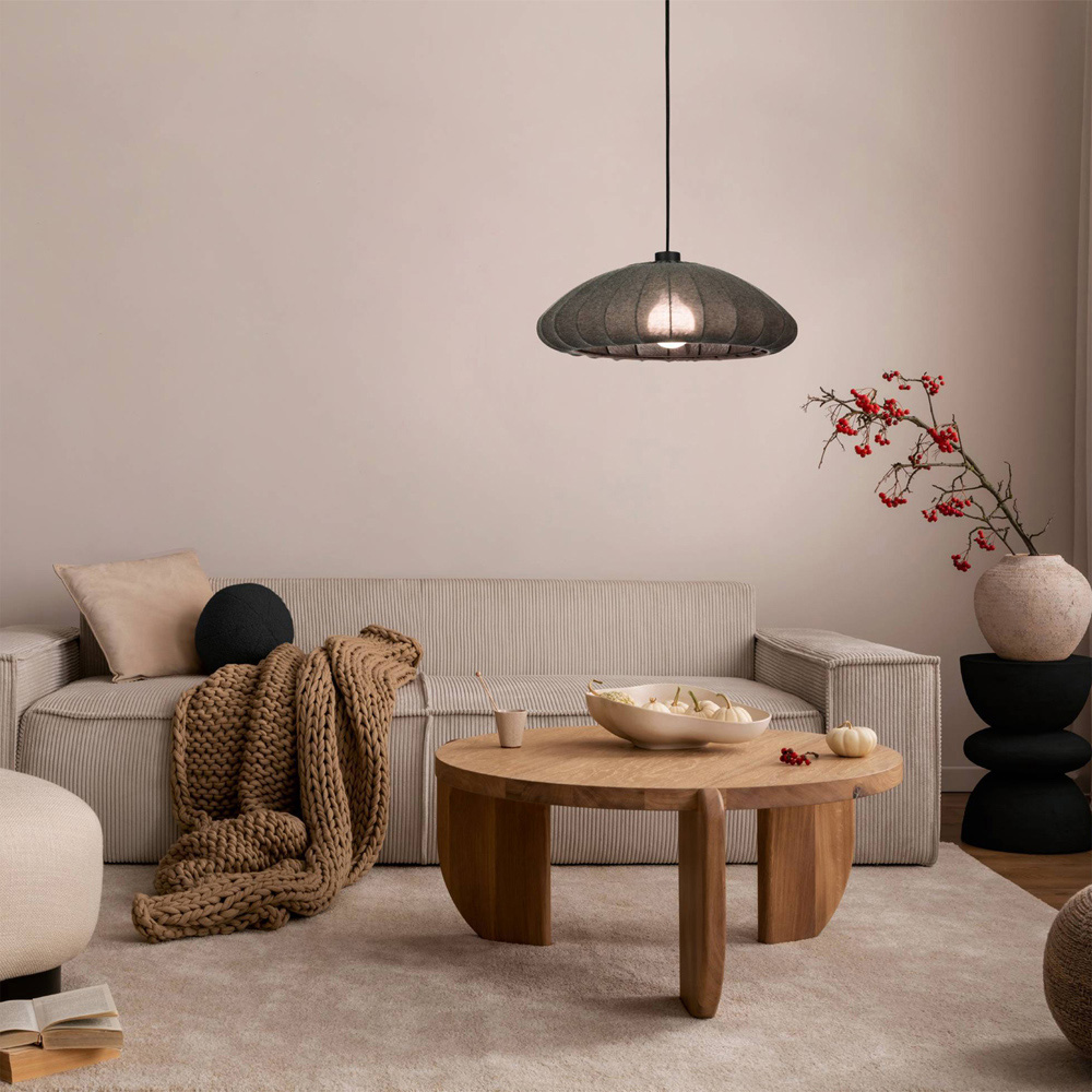 EGLO Barlaston Black Fabric Pendant Light Image 2
