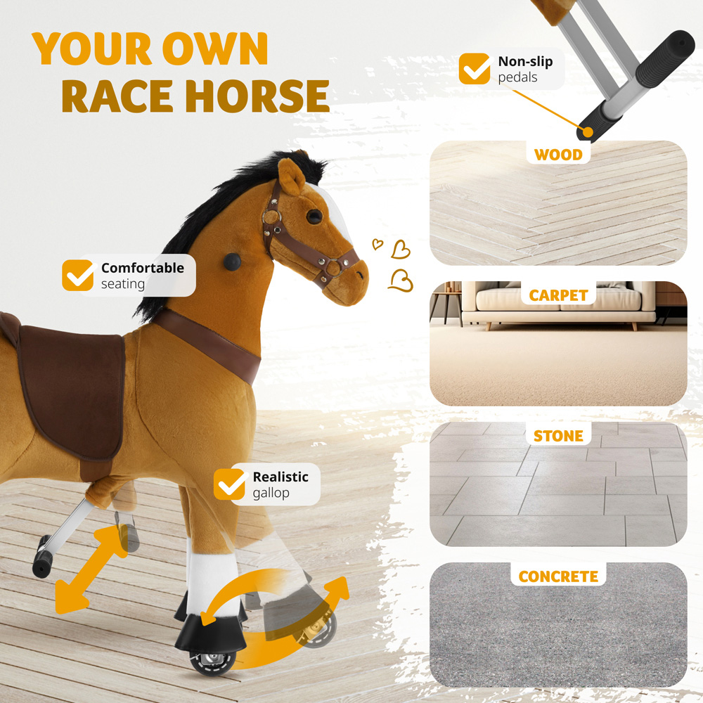 tectake Sabrina 4 Wheels Rocking Horse with Non Slip Pedals 76 x 29 x 85cm Image 4