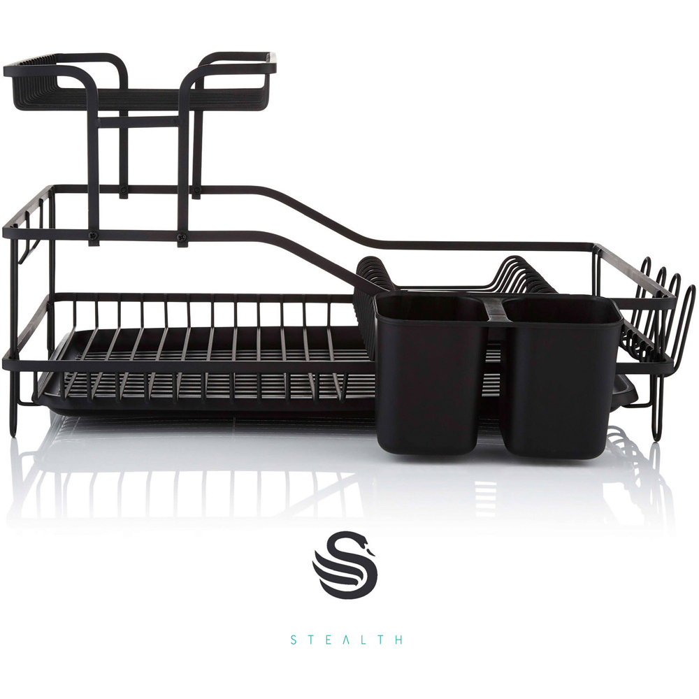 Swan Stealth 2-Tier Black 15 Plate Dish Rack Image 2