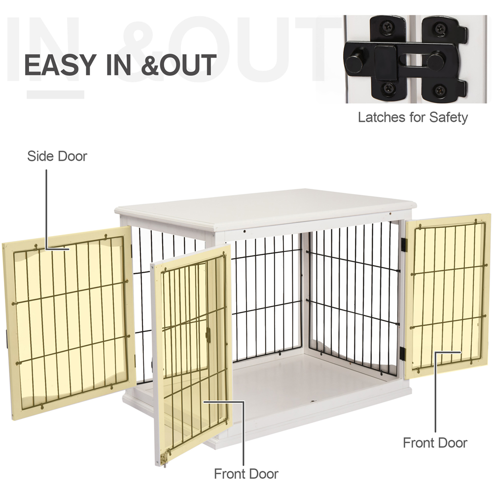 PawHut White Small Dog Puppy Cage End Table Image 3