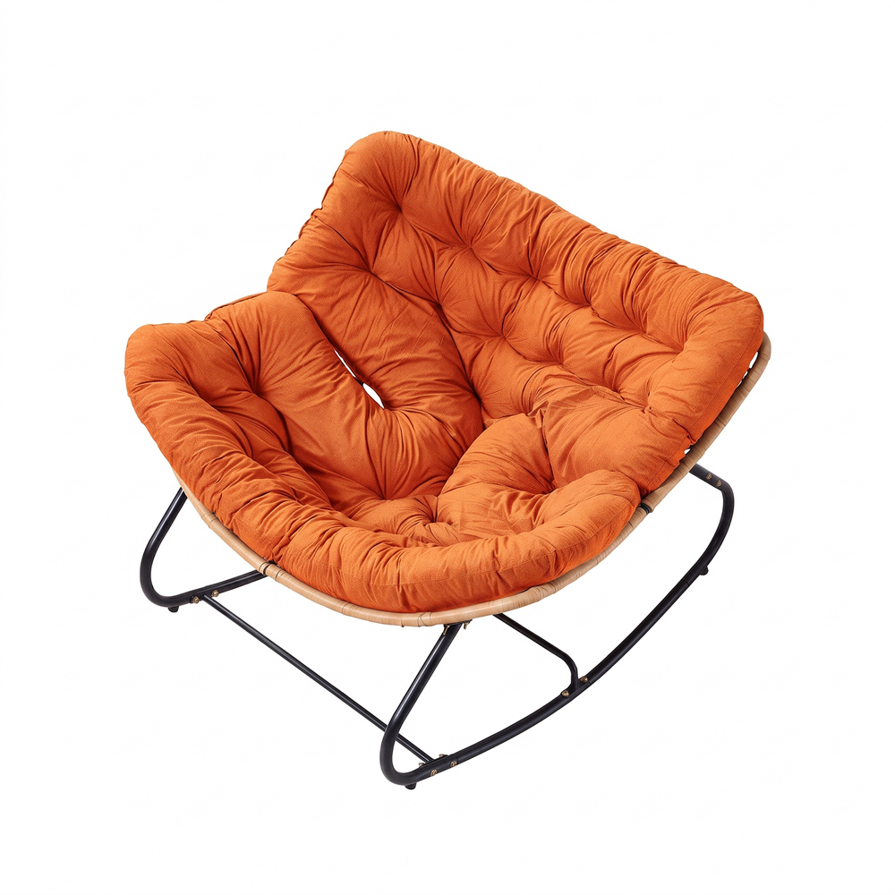 Living and Home Orange Cushion PE Rattan Rocking Chair Image 2