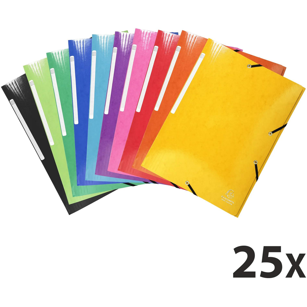 Exacompta Iderama A4 Assorted Colour Elasticated 3 Flap Folder 25 Pack Image 8