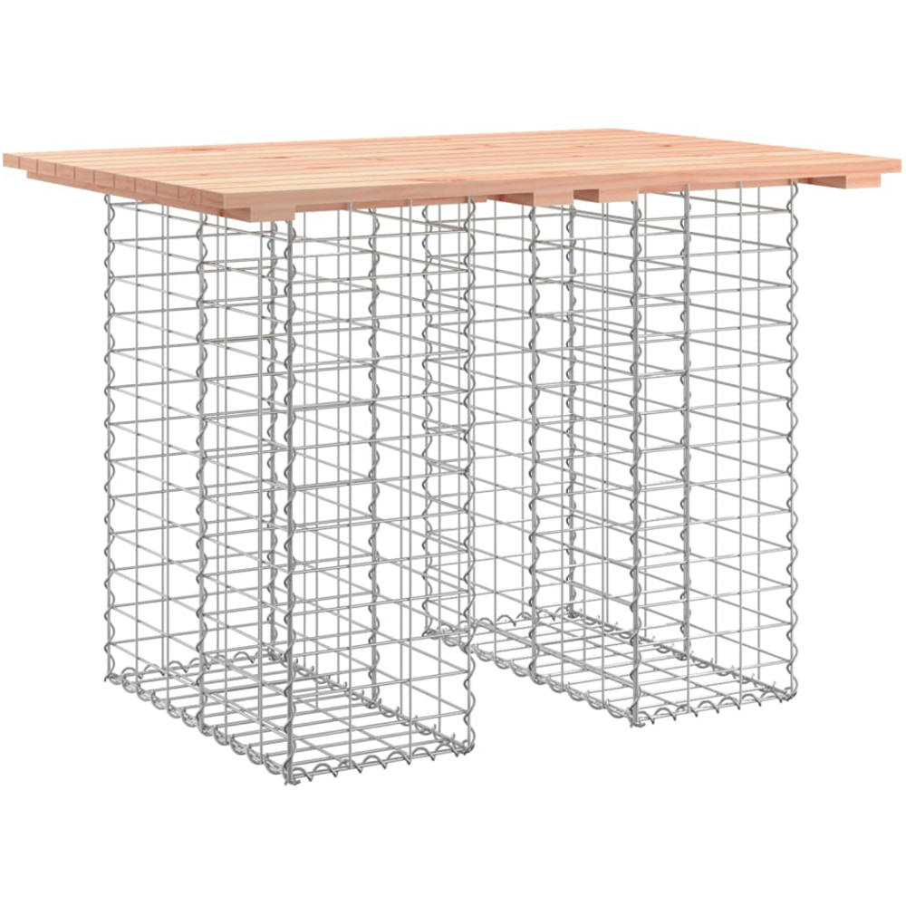 vidaXL Natural Solid Douglas Wood Gabion Design Garden Table 70 x 100 x 72cm Image 1