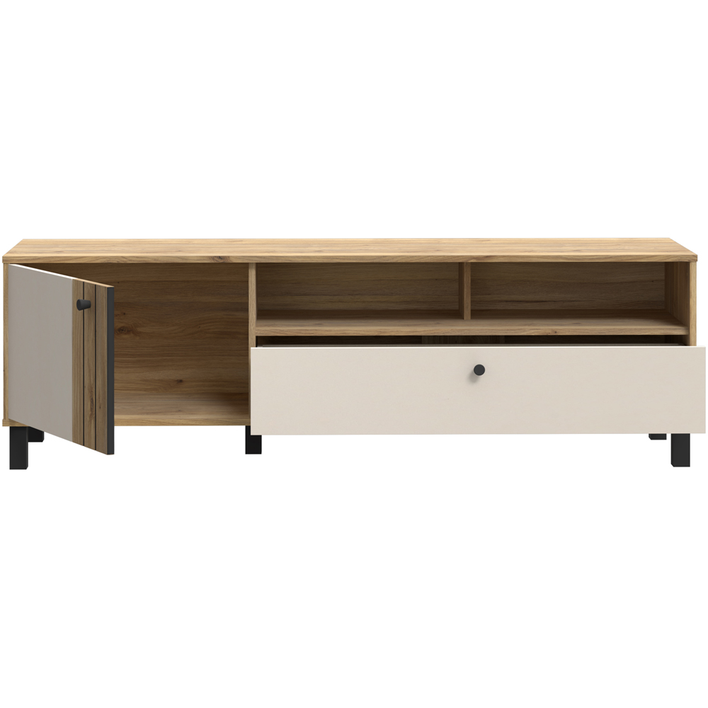 Florence Grafton Single Door Single Drawer 2 Shelf Cream and Oak TV Unit Image 5