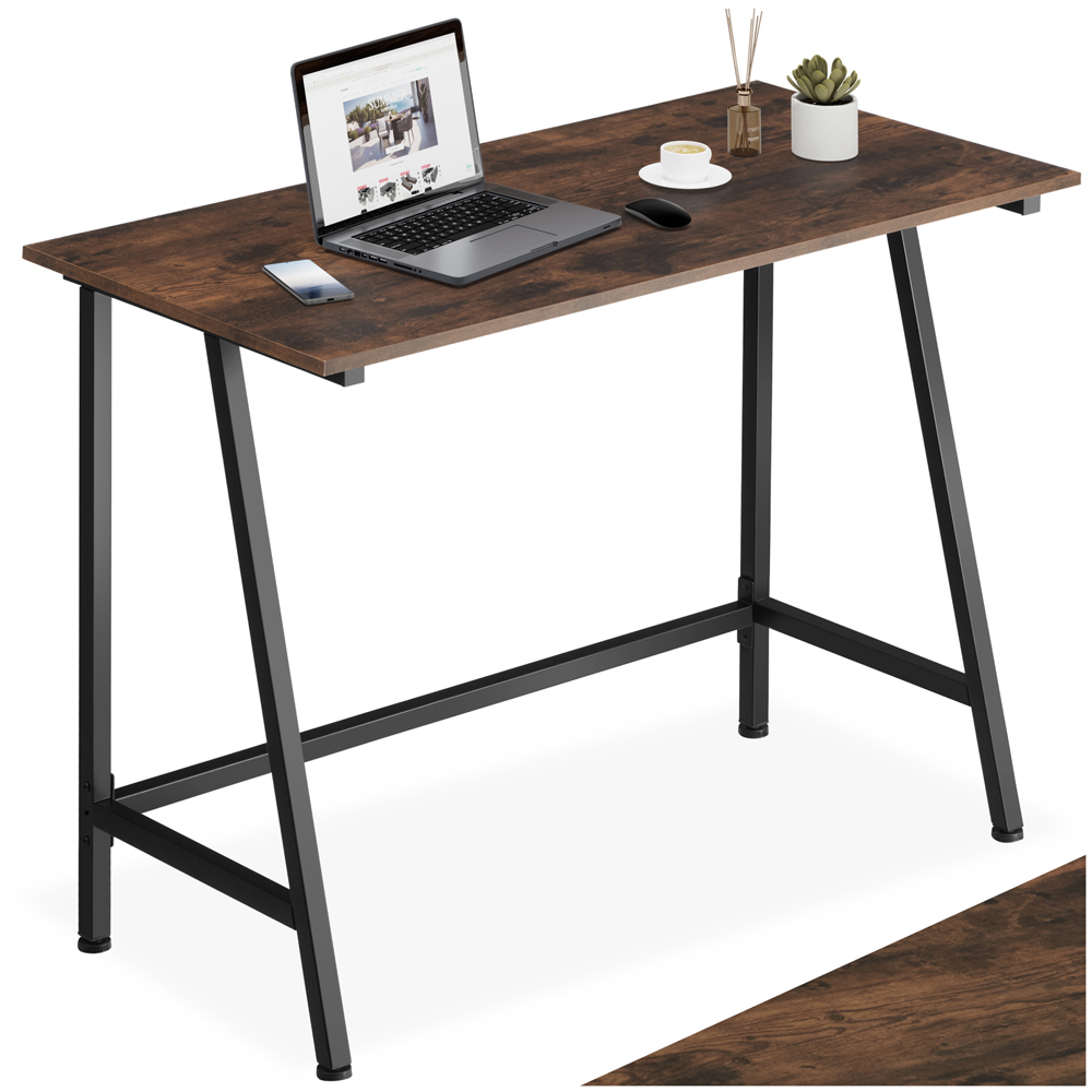 tectake Newton Industrial Dark Wood Desk Image 2